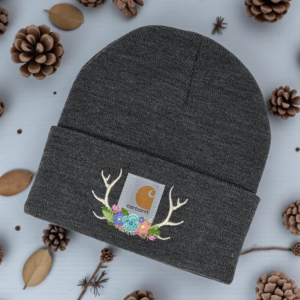 Embroidered Flowers on Antlers Unique Women's Hat